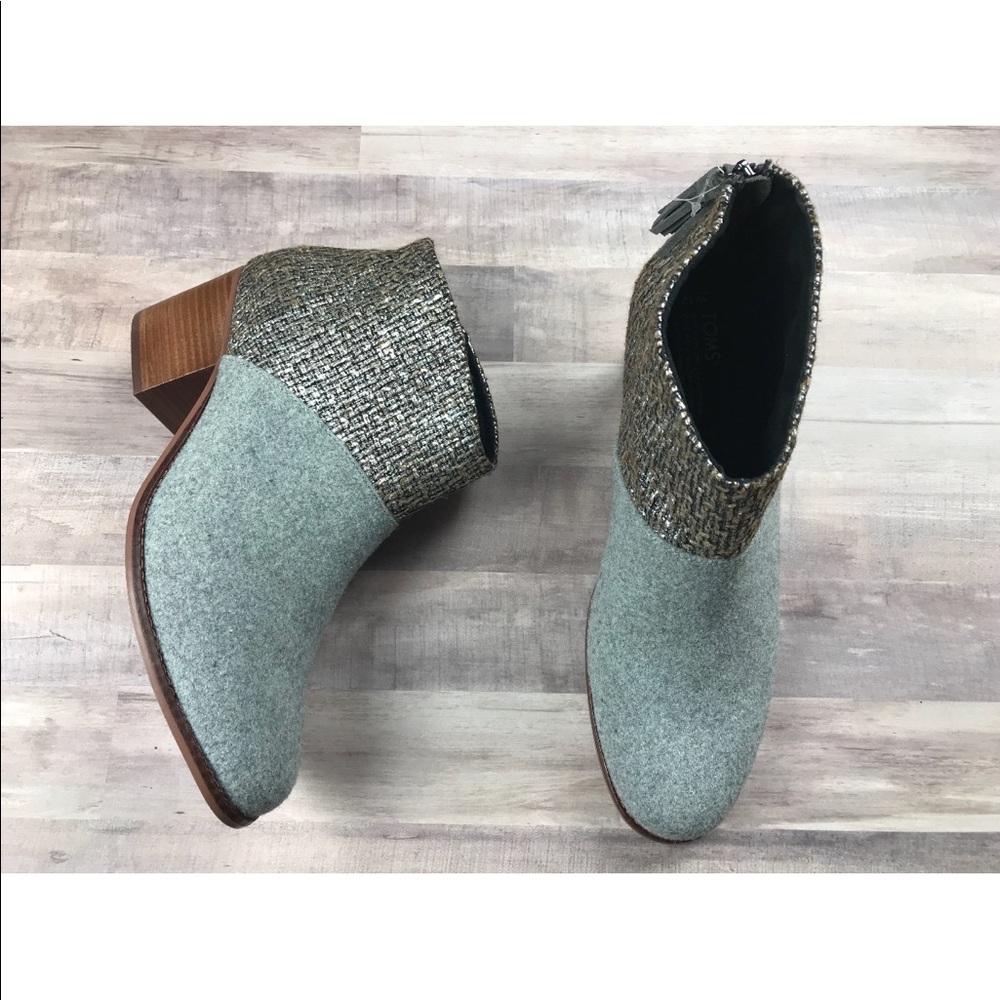 Toms Gray and Silver Weave/Mesh with brown sole Ankle Boots